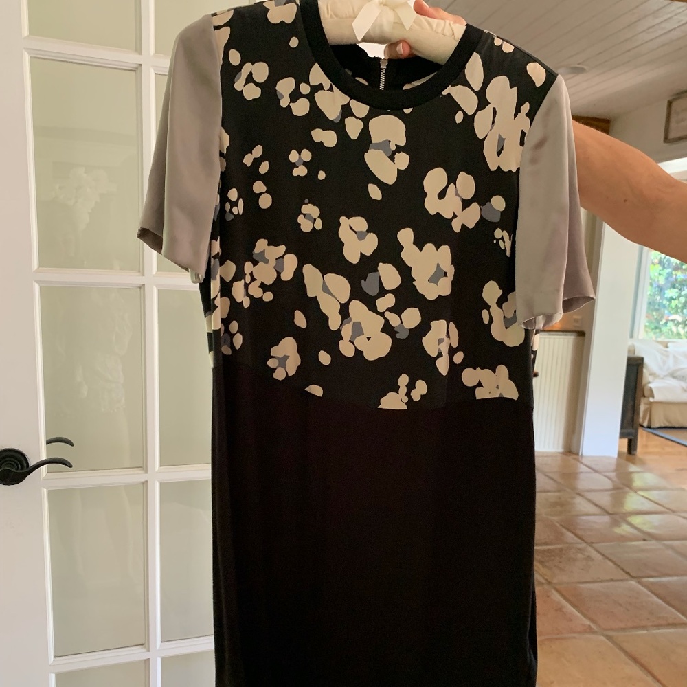 Rebecca Taylor 100% silk + viscose crew neck t shirt dress